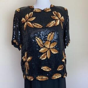 VINTAGE STENAY SEQUIN SIZE LARGE IN GOLD AND BLACK